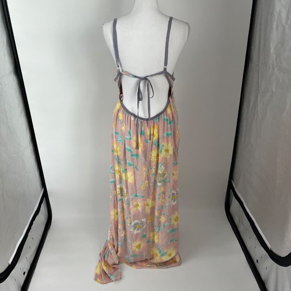 Free People Wisteria Light Combo Pink Floral Sleeveless Maxi Dress Large L - Picture 8 of 11